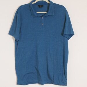 Marc Anthony Mens Polo Shirt XL Blue Heathered Slub Knit Preppy Modern Clean